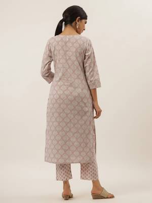 Lavender printed cotton ethnic-kurtis 3