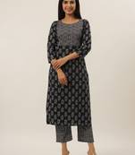 Black printed cotton ethnic-kurtis