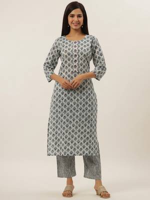 White printed cotton ethnic-kurtis 1