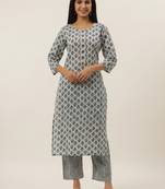 White printed cotton ethnic-kurtis
