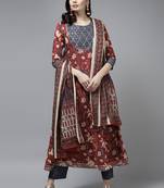 Red printed cotton ethnic-kurtis