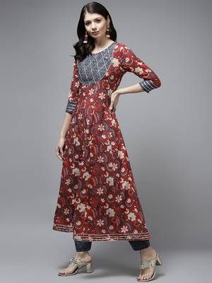 Red printed cotton ethnic-kurtis 2