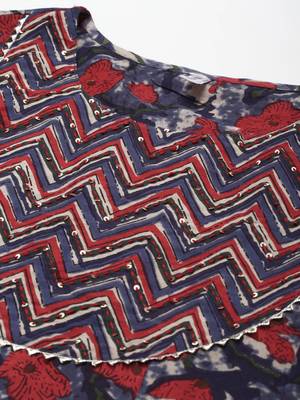 Blue printed cotton ethnic-kurtis 4