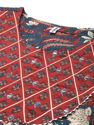 Navy-blue printed cotton ethnic-kurtis 4