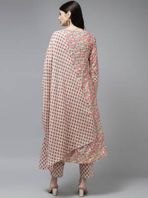 Beige printed cotton ethnic-kurtis 3