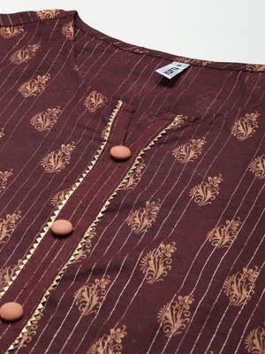 Brown printed cotton ethnic-kurtis 4