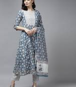 Blue printed cotton ethnic-kurtis