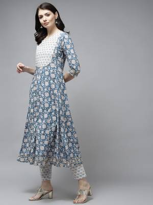 Blue printed cotton ethnic-kurtis 2