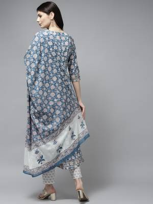 Blue printed cotton ethnic-kurtis 3