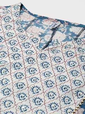 Blue printed cotton ethnic-kurtis 4