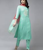 Green solid rayon ethnic-kurtis