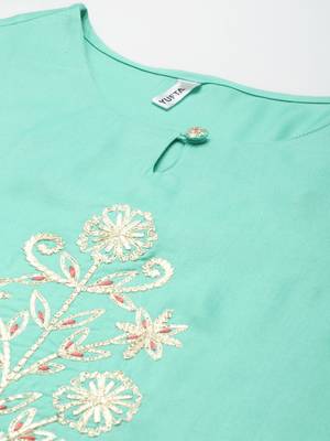 Green solid rayon ethnic-kurtis 4
