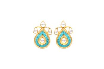 Gold turquoise earrings 2