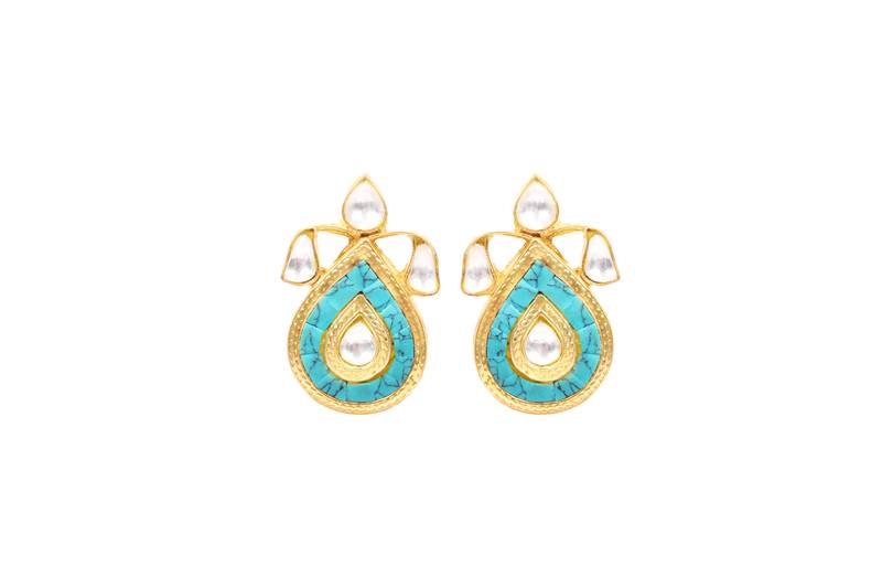Gold turquoise earrings