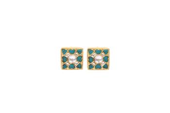 Gold turquoise earrings 1