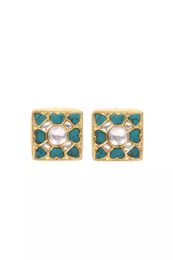 Gold turquoise earrings