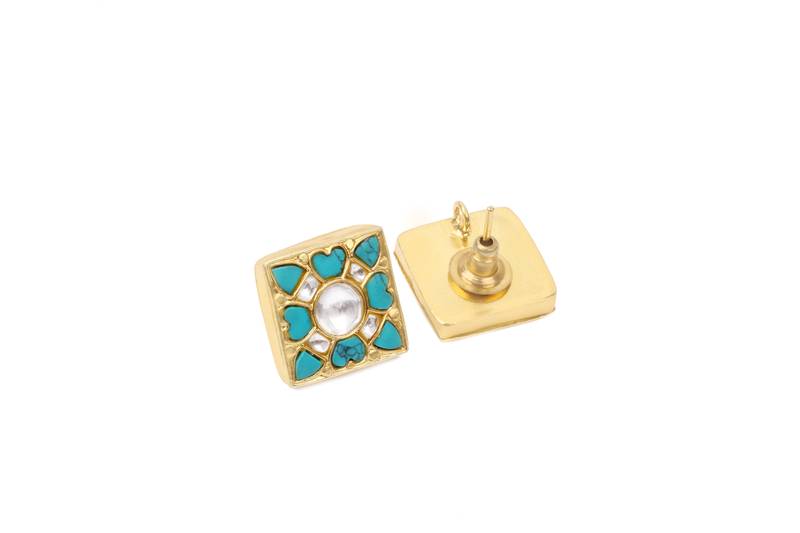Gold turquoise earrings