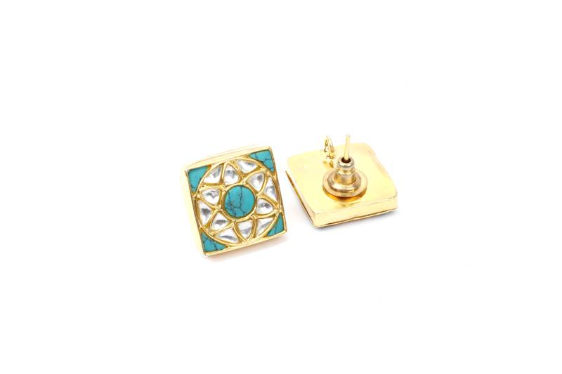 Gold turquoise earrings