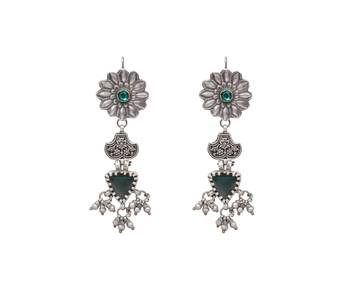 Silver emerald   earrings 2
