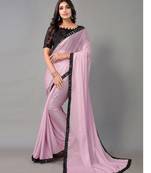 Light purple plain art silk saree with blouse