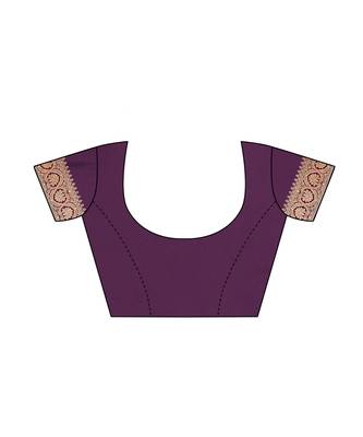 Wine woven poly silk saree with blouse 5