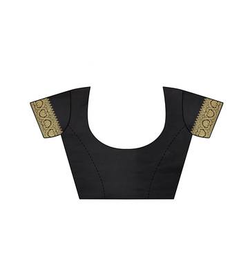 Black woven poly silk saree with blouse 5