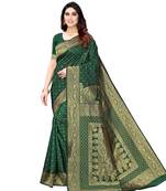 Green woven poly silk saree with blouse