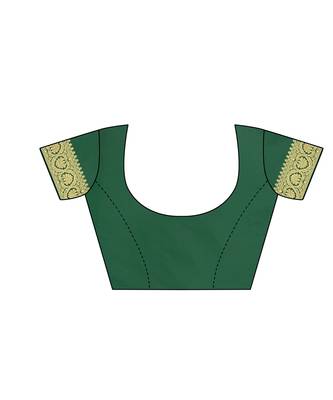 Green woven poly silk saree with blouse 5