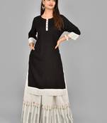 Aurish Black Straight kurta with printed Skirt