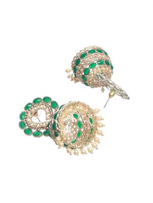 Green kundan earrings 1