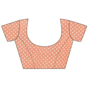 Orange printed georgette saree with blouse 4