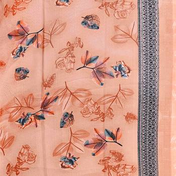 Orange printed georgette saree with blouse 5