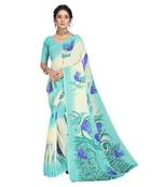 Light blue printed georgette saree with blouse
