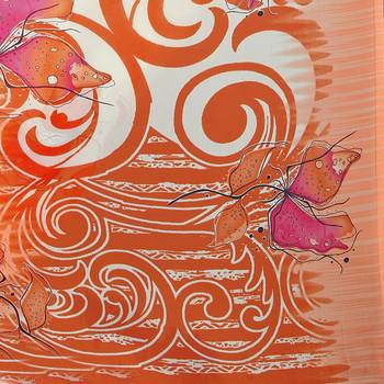Orange printed georgette saree with blouse 5