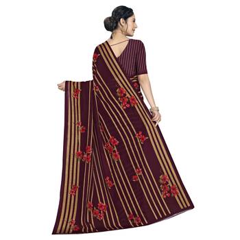 Violet printed georgette saree with blouse 3