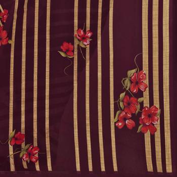 Violet printed georgette saree with blouse 5