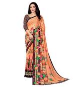 Orange printed georgette saree with blouse
