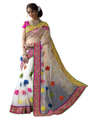 Multi Embroidered Net Saree 1