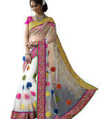 Multi Embroidered Net Saree