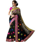 Black Embroidered Net Saree