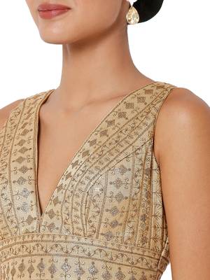 Salwar Studio Women's Copper Tissue Embroidered Readymade Saree Blouse 5