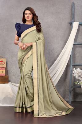 Mehendi woven silk saree with blouse 1
