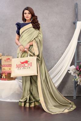 Mehendi woven silk saree with blouse 2