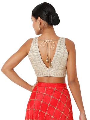 Beige Diwali Readymade Blouse for Women 2