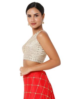 Beige Diwali Readymade Blouse for Women 3