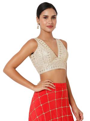 Beige Diwali Readymade Blouse for Women 4