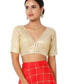 Cream Tissue Threadwork Readymade Blouse