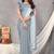 Grey woven chiffon saree with blouse