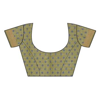 Mehendi printed cotton saree with blouse 4