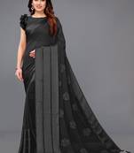 Black Woven Georgette Saree With Blouse
